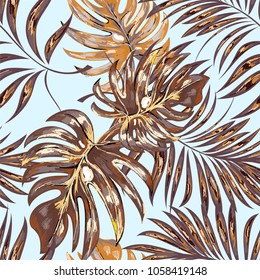 Palm pattern. Tree, jungle leaves.   Hand drawing.
