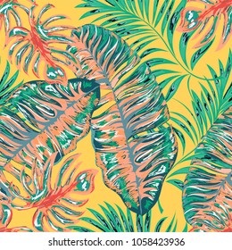 Palm pattern. Tree, jungle leaves.   Hand drawing.