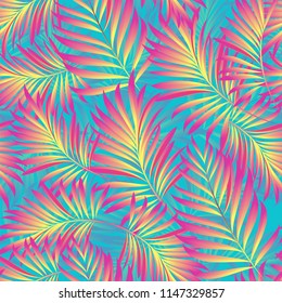 Palm. Pattern from tropical plant leaves. Jungle. Vector wallpaper, background.