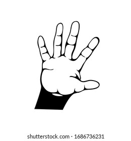 The palm of the person. Stop sign, Hello, goodbye. Vector illustration