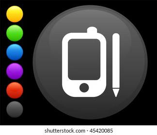 Palm Pilot Icon On Round Internet Button Original Vector Illustration 6 Color Versions Included