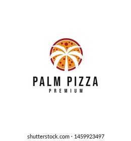 palm pizza logo design template