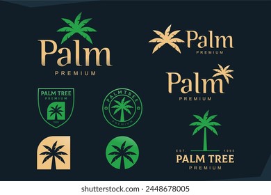 palm premium logo. Vector design template with palm tree.