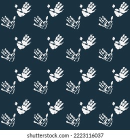 Palm print on dark background, open human palm, symbol of friendship and cooperation