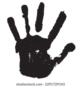 Palm print. Silhouette of a hand. Handprint with ink. Fingerprint of a human hand