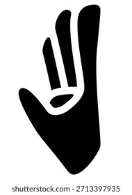 Palmeira. Mão levantada, palma para a frente, em um gesto de parada - imagem de silhueta vetorial para um logotipo, pictograma ou estêncil. Palm para um ícone ou sinal