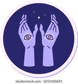 palm reading sign in bright neon color