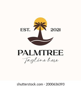 Palm Resort Logo Template Isolated in White Background