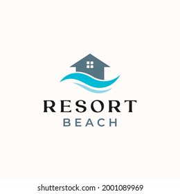Plantilla de logotipo de Palm Resort aislada en fondo blanco