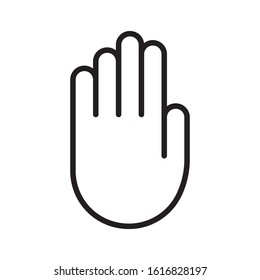 Palm of right hand icon. Thin line art template for warning, taboo and ban. Black simple illustration. Contour isolated vector image on white background. Stop symbol with copy space