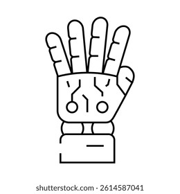 palm robot hand gesture line icon vector. palm robot hand gesture sign. isolated contour symbol black illustration