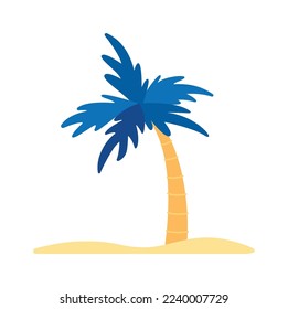 Palm and sand beach flat icon Winter vacation. Vector illustration