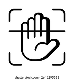 Palm-Scan-Symbol, kreativ im Glyphenstil entworfen