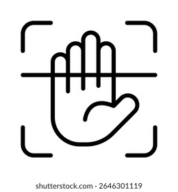 Ícone Palm scan criado criativamente em estilo de contorno