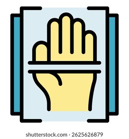 Palm scan icon outline vector. Fraud theft. Secure key color flat