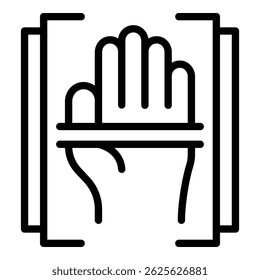 Vetor de contorno de ícone Palm Scan. Roubo de fraude. Chave segura