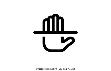 palm scan system recognition vector icon black and white background outline style eps8