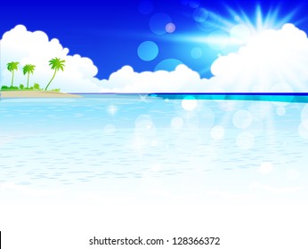 Palm sea sky background