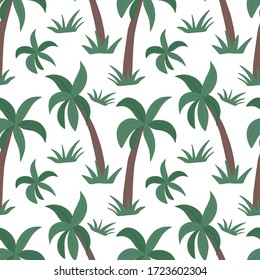 Palm seamless pattern. Hand drawn tropical illustration.