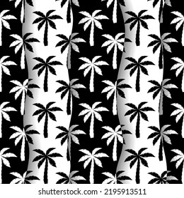 Patrón sin costura. Patrón de palmeras repetidas. Árbol de coco negro aislado de fondo blanco. Textura tropical repetitiva para las impresiones de verano de diseño. Repita los cocos palmeras. Ilustración del vector