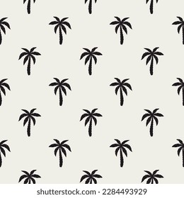 Palm seamless pattern. Repeating palm trees patern. Modern coconut tree. Contemporary background. Repeated tropical texture for design summer print. Coconuts palmtree. Palmetto. Vector illustration