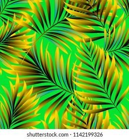 Palm. Seamless pattern from tropical plant leaves. Jungle. Vector wallpaper, background.