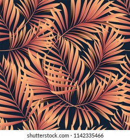 Palm. Seamless pattern from tropical plant leaves. Jungle. Vector wallpaper, background.