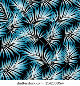 Palm. Seamless pattern from tropical plant leaves. Jungle. Vector wallpaper, background.