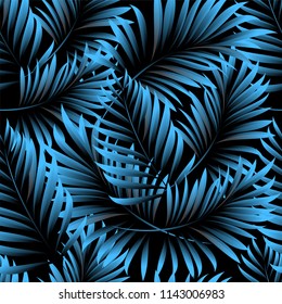 Palm. Seamless pattern from tropical plant leaves. Jungle. Vector wallpaper, background.
