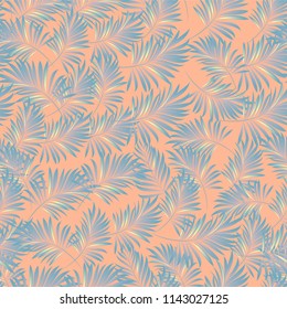 Palm. Seamless pattern from tropical plant leaves. Jungle. Vector wallpaper, background.