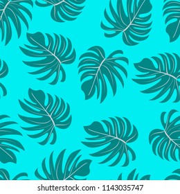 Palm. Seamless pattern from tropical plant leaves. Jungle. Vector wallpaper, background.