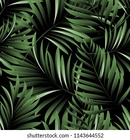 Palm. Seamless pattern from tropical plant leaves. Jungle. Vector wallpaper, background.