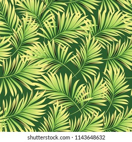 Palm. Seamless pattern from tropical plant leaves. Jungle. Vector wallpaper, background.