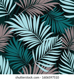 Palm. Seamless pattern from tropical plant leaves. Jungle. Vector wallpaper, background.