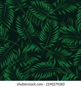 Palm. Seamless Pattern from tropical plant leaves. Vector wallpaper, background, seamless pattern.