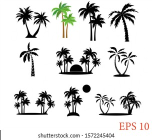  Palm set  clip art ,black palms 