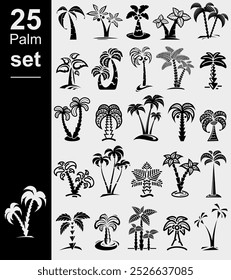 Palm set. Collection icon palms. Vector