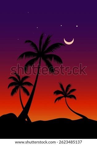 Palm silhouette in breathtaking night