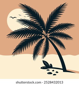 palmensilhouette minimalistische flache Vektorgrafik
