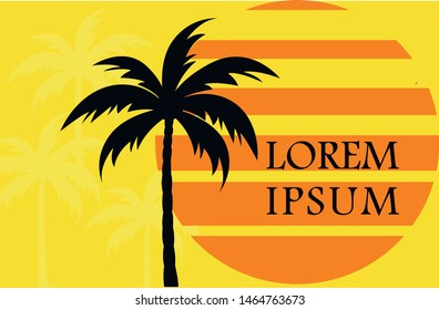 Palm silhouette vector poster isolated background. summer sun and holiday vector illustration