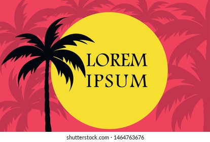 Palm silhouette vector poster isolated background. summer sun and holiday vector illustration