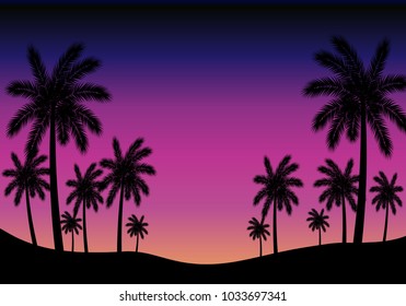 Palm silhouettes on summer sunset