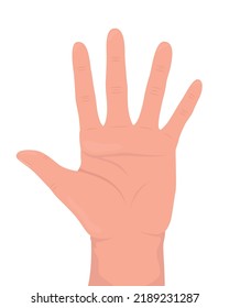 Palm with spread fingers semi flat color vector hand gesture. Editable pose. Human body part on white. Stop and restriction cartoon style illustration for web graphic design, animation, sticker pack