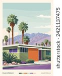 Palm Spring, California, USA travel retro poster.