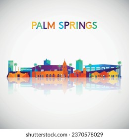 Palm Springs, silueta de líneas de CA en un estilo geométrico colorido. Símbolo de tu diseño. Ilustración vectorial.