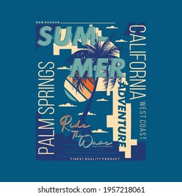 palm springs, california on summer theme graphic t shirt stylish design typography vector 