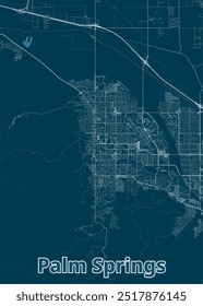 Palm Springs, California, USA artistic blueprint map poster