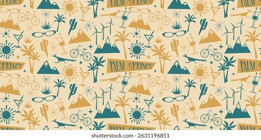 Palm Springs retro atomic age style pattern Retro Icons. Mid Century California vintage Design