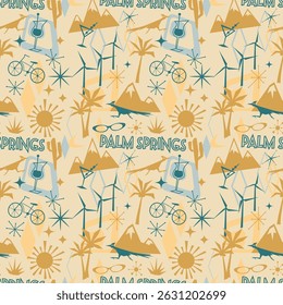 Palm Springs retro atomic age style pattern Retro Icons. Mid Century California vintage Design