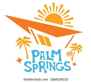 Palm Springs Retro T-Shirt Design | PS Tramway Gas Station Illustration | Vector Coachella Valley Design